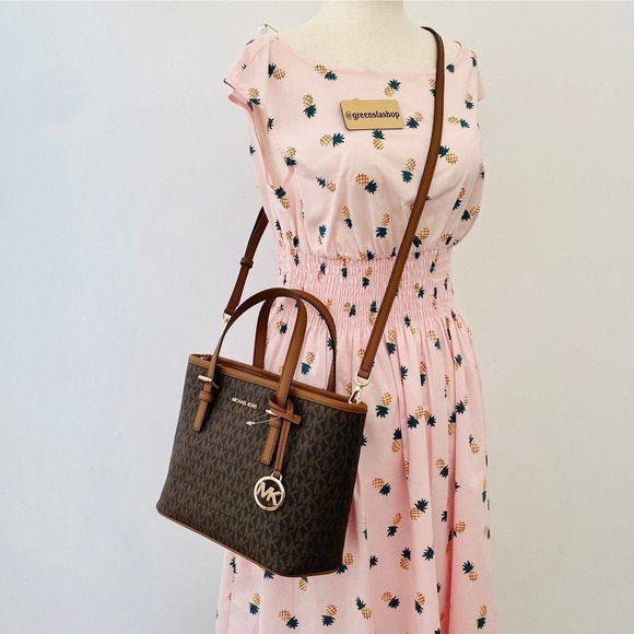 Michael Kors XS Jet Set Travel Carryall Top Zip Tote Brown - Picture 11 of 11